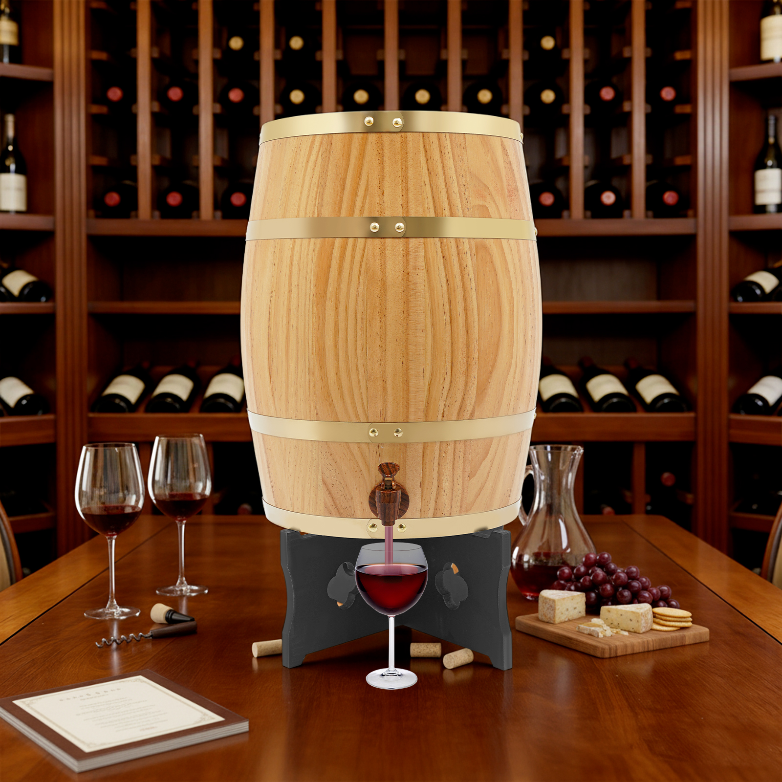 Wine Beer Cider - 20L/5.28Gal Wood Color Wine Barrel, Wood