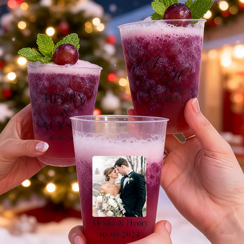 Custom Photo Name Wedding Plas - Wine Beer Photo ulasan dan harga