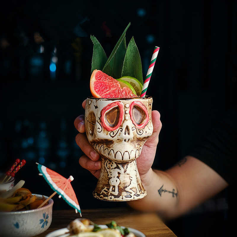 Halloween Skull Ceramic Mug -  - Wine Beer Mixed Drinks ulasan dan harga