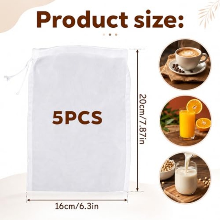 5PCS Nylon Brew Bags, Reusable - Wine Beer Cider ulasan dan harga