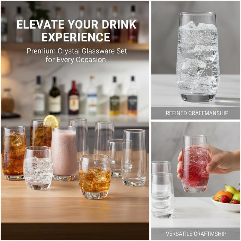 Glassware Collection 16-Piece  - Wine Beer Mixed Drinks ulasan dan harga