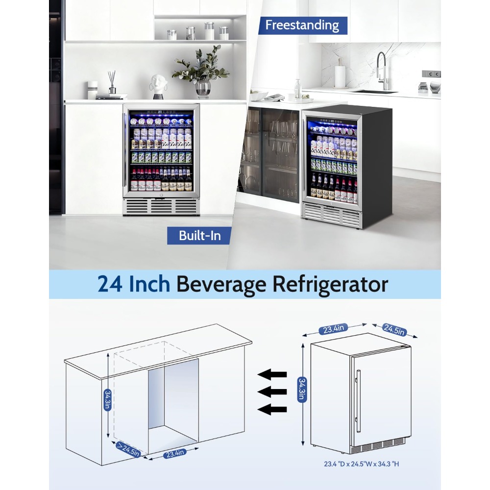 24 Inch Beverage Refrigerator, - Wine And Beer Undercounter Fridge ulasan dan harga