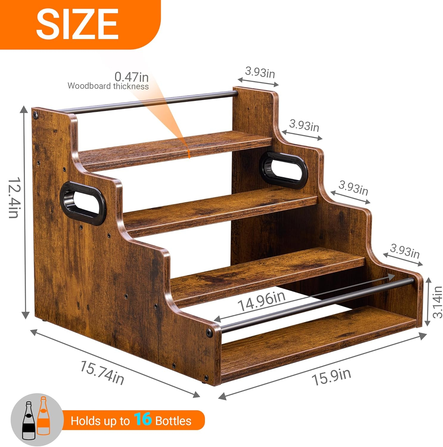 Liquor Bottle Display Shelf, C - Wine Beer Spirits ulasan dan harga