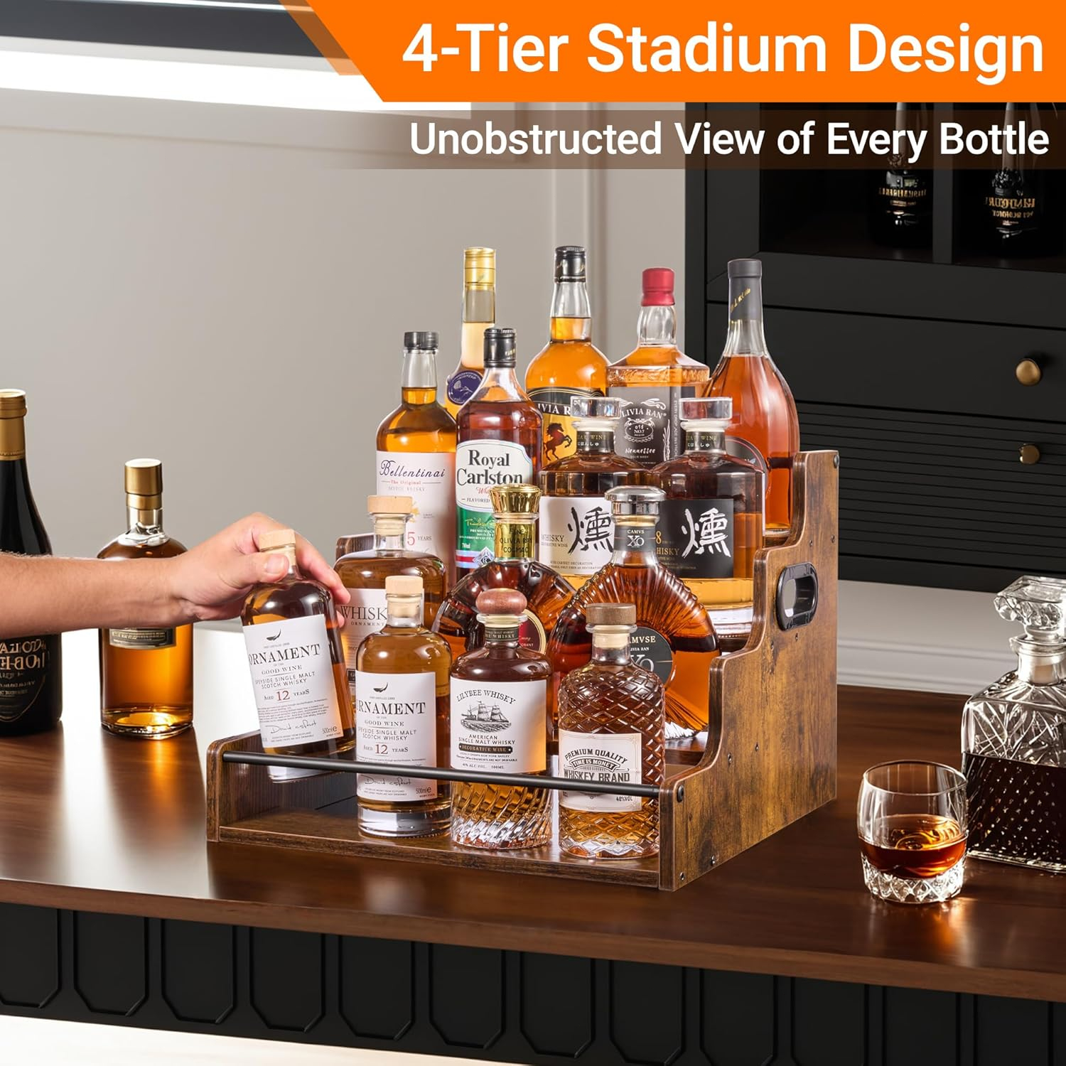 Liquor Bottle Display Shelf, C - Wine Beer Spirits ulasan dan harga