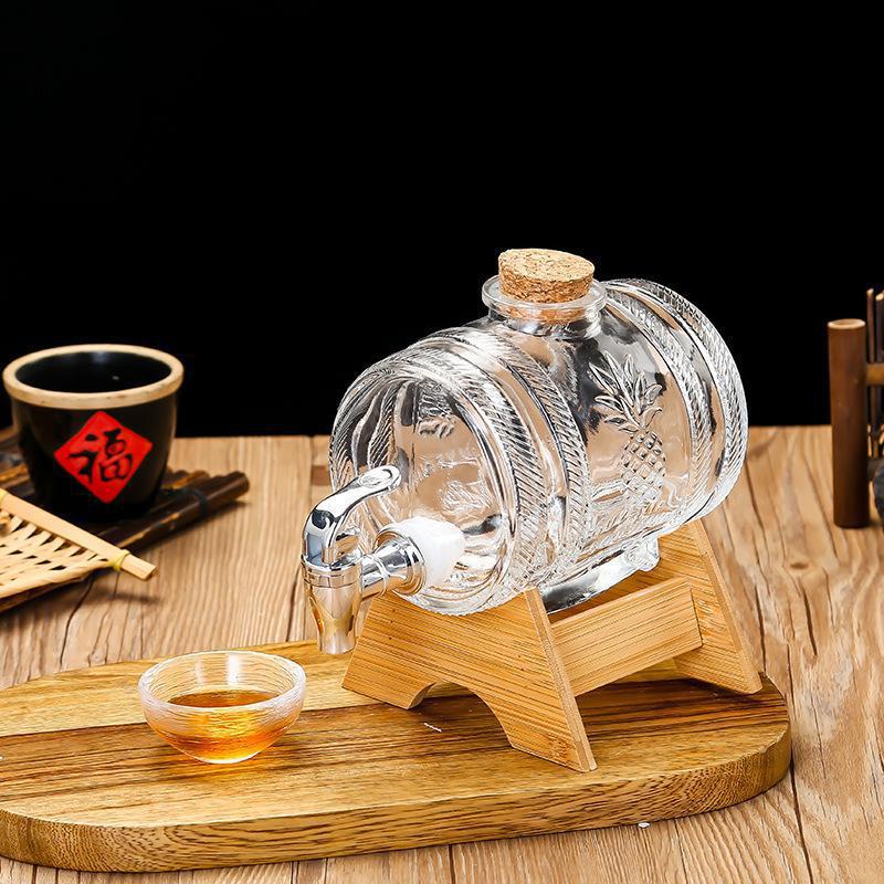 1L Glass Whiskey Barrel Wine B - Wine Beer Spirits ulasan dan harga