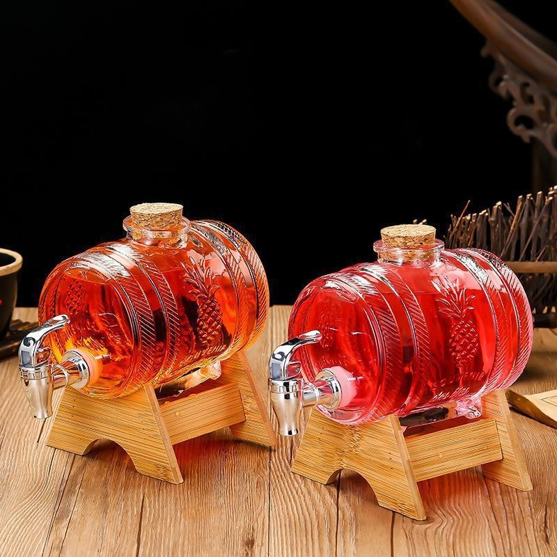 1L Glass Whiskey Barrel Wine B - Wine Beer Spirits ulasan dan harga