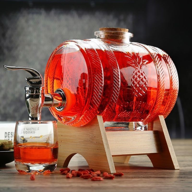 1L Glass Whiskey Barrel Wine B - Wine Beer Spirits ulasan dan harga
