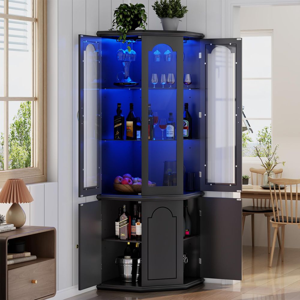 Corner Bar Cabinet w LED Light - Wine & Beer Guayaquil ulasan dan harga