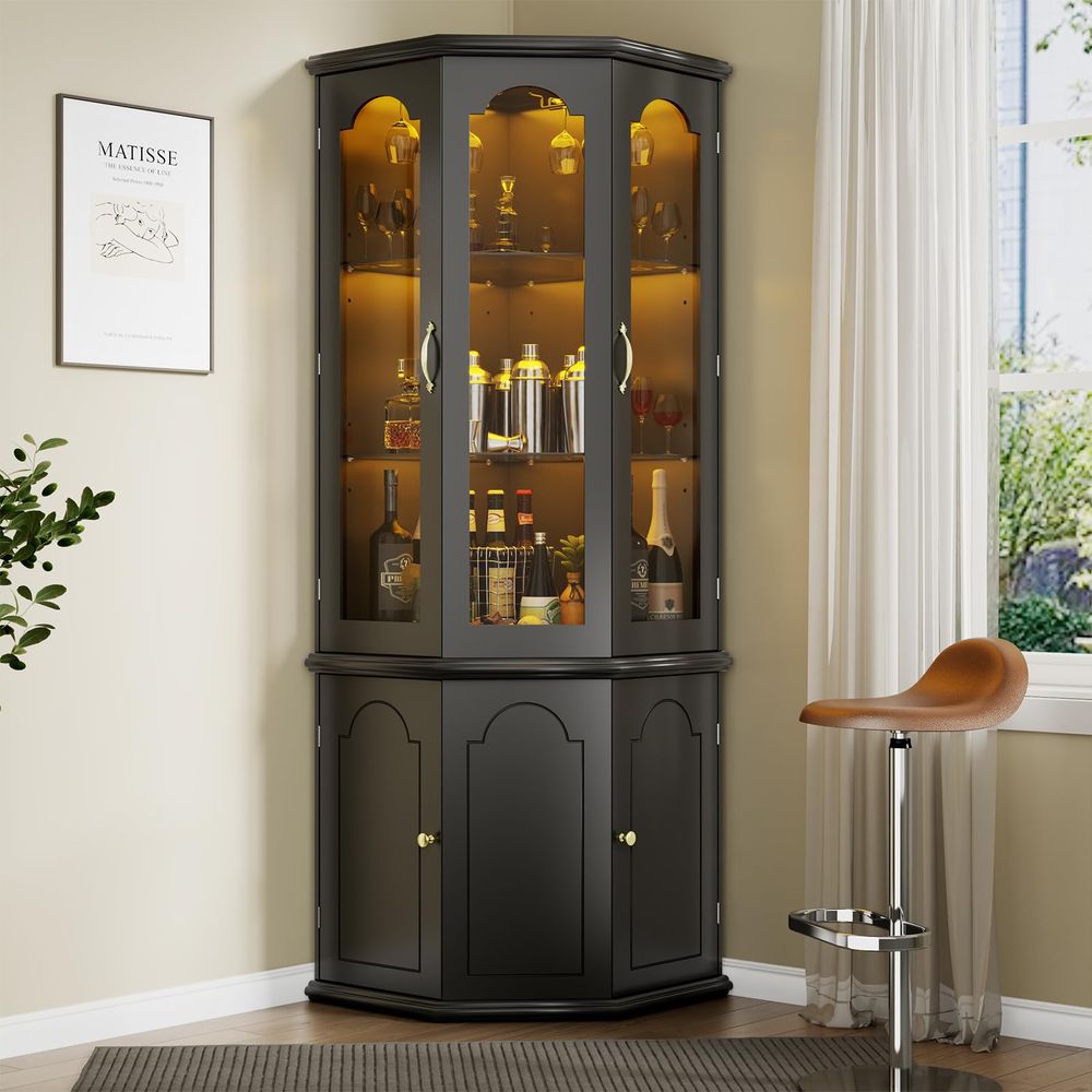 Corner Bar Cabinet w LED Light - Wine & Beer Guayaquil ulasan dan harga
